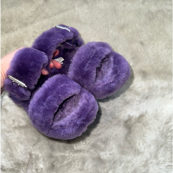 UGG Fuzz Yeah Violet Blue Buckle Slip-On Sandals Purple Women's Size 8 Purple - Picture 4 of 7